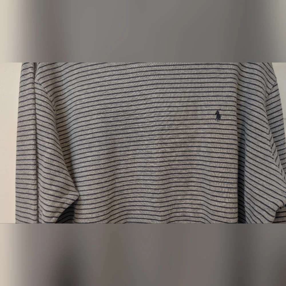 Polo Ralph Lauren Men's Gray Navy Striped Long Sleeve Shirt 100% Cotton Size XXL - Picture 7 of 13